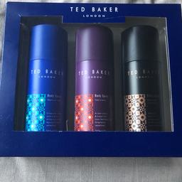 Brand New Ted Baker body spray in 3 different fragrances. It includes Sporty and fresh, cool classic and refined and invigorating.