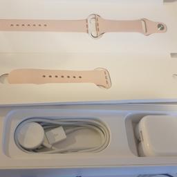 Apple watch series 5 40mm gold with pink sports band.

Purchased less than 4 weeks ago, been used sparsely during that time.

Only selling due to my phone being stolen so I can no longer use it.

Comes with box and all accessories that came with it

Collection available from Coventry CV6 
Delivery is also available at buyers cost

PayPal, bank transfer and cash on collection accepted 
PayPal goods&services fees to be added if F&F isnt used

Reasonable offers may be accepted.