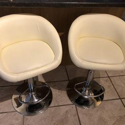 Hydraulic bar stools - Cream Fax Leather