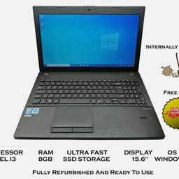 Asus Pro Laptop
Intel i3
8GB RAM
240GB SSD
Windows 10 Pro - Fresh install
Condition is "Seller refurbished".

Minor scratches from usage which can be seen under bright lighting but not noticeable under normal everyday lighting.

Original battery and charger Inc.

FREE DELIVERY