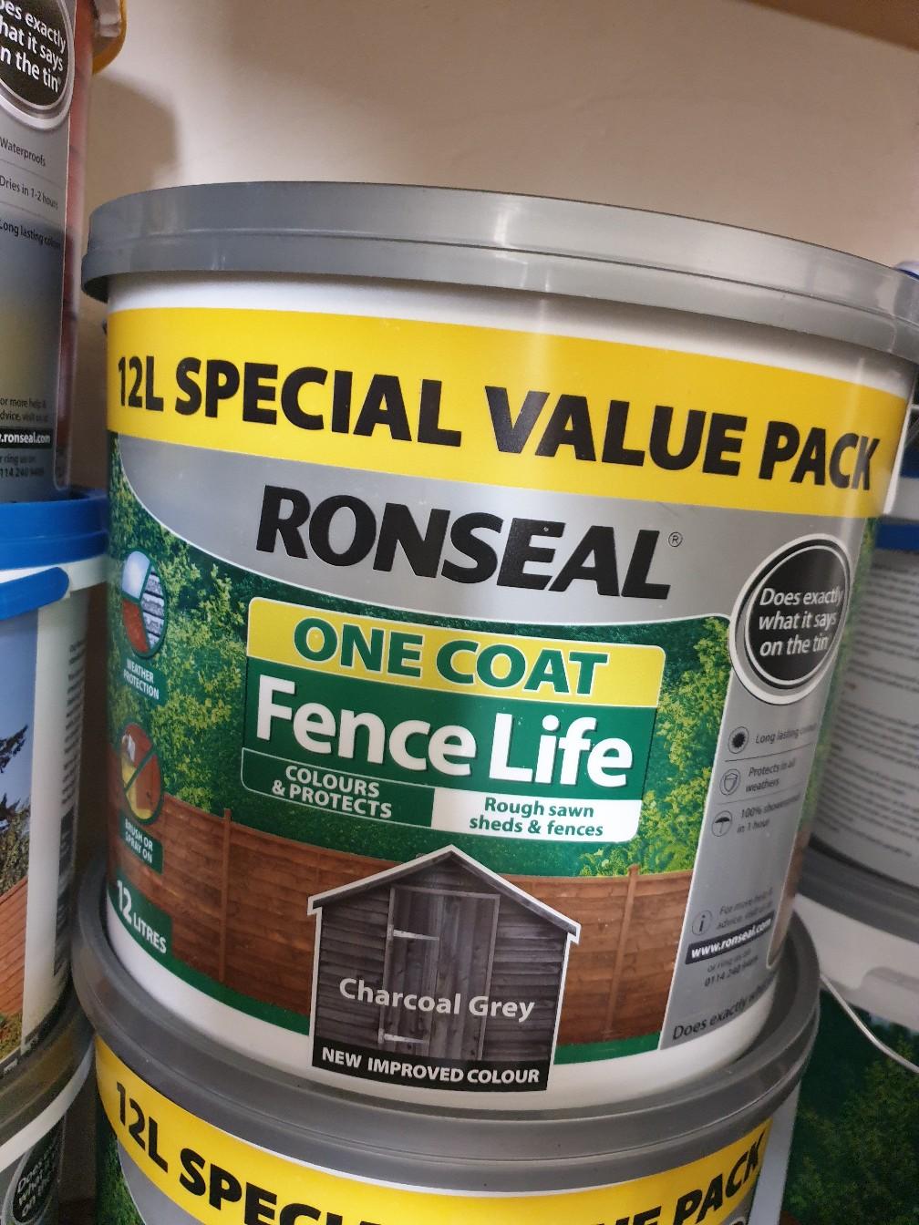 CHARCOAL GREY 12 Litre Ronseal Fence Paint in B17 Birmingham for £20.00