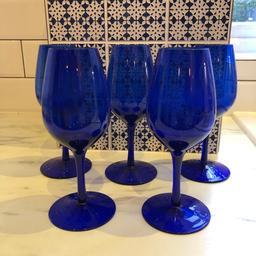 5 lovely blue wine glasses. Good condition. Collection only, sorry I cannot post.