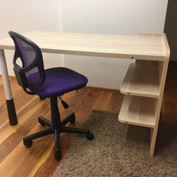 Wie neu! Schreibtisch mit Stuhl ( Stuhl ist höhenverstellbar) Tisch L 130cm, T 68cm
Wird auch getrennt verkauft