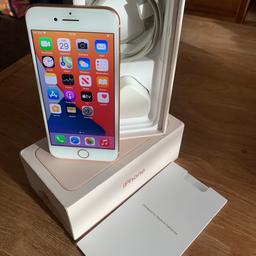 Immaculate iPhone 8 64GB rose gold.
Phone is unlocked to any network
Phone comes with box, charger plug and cable
Phone has been in a case and protective glass cover since new and has no marks (see extensive photos showing condition)
Daughters Xmas phone upgrade is reason for sale
Phone will be factory reset prior to sale
Buyer to collect from Hartlepool (I will not post this), or will drop off within 10 mile radius for cost of fuel.