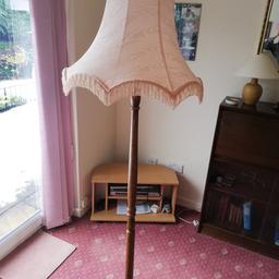 Vintage wooden standard lamp and fringed lamp shade. Currently no bulb or plug, but does work. With some TLC to the woodwork would look lovely. Collection only from Walsall from pet free, smoke free home