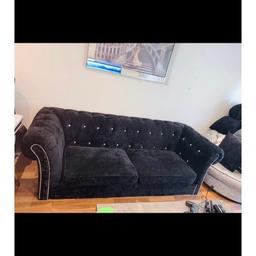Black velvet sofa 3+2 seater
