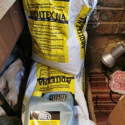 Ardtex self leveling laytex 2 full bags and half a bag with liquid. 20kg bags approximately 5m2 per bag. pick up only .