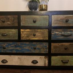 Barker and stonehouse sideboard and chest of drawers.

Sideboard £180
Chest of drawers £80

£230 for both

DIMENSIONS
120cm (W) x 35cm (D) x 76cm (H) side board
DESCRIPTION
Specification: Mango wood frame with a black painted finish. Reclaimed wood drawer fronts (mix of Mango, teak, accassia and pine wood) with a coloured distressed painted finish. Metal handles.

Collection from acklam