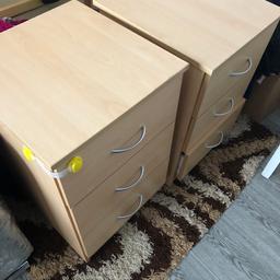 2x bedside cabinet/drawers, good condition, on one, the bottom draw needs a little tlc as needs a little force to open and close. Also selling matching furniture if you want, you can complete the set for your bedroom.

Height 64cm
width 40cm
depth 42cm