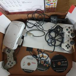 Ps2 console and playstation one console. Everything in the box £20. Unable to test due to new TV. Sold as seen.