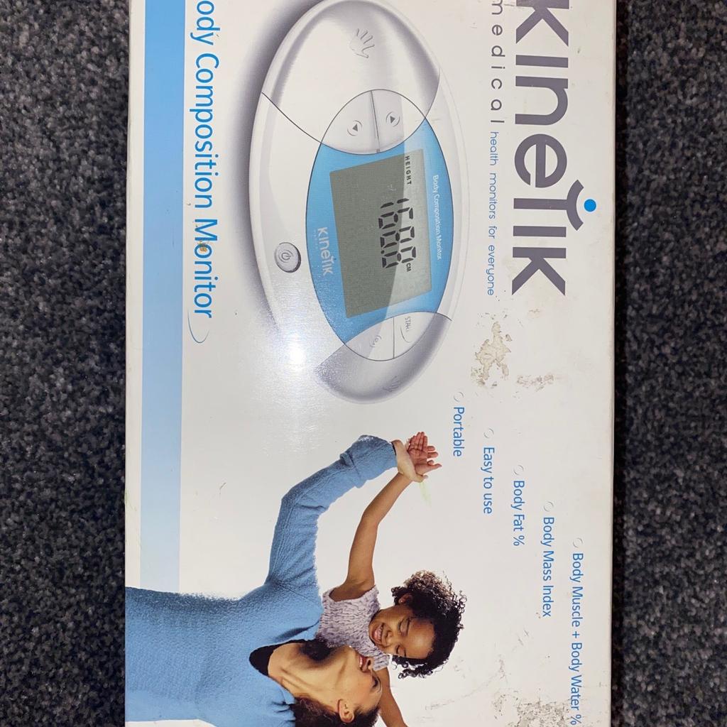 The Kinetic Medical hand-held body composition monitor is designed to help you keep a check on your body mass index and body fat ratio. It can be used to monitor your progress in a controlled fitness or weight loss program over time.
Features
Easy to operate, User Friendly
Display Body Fat %, Body Water %, Body Muscle %, Body Mass Index & Calories
Large Buttons and Display for Easy Operation
9 Profile Settings which can be saved + 1 Guest Profile
Normal/Athlete Mode Selection
Other features