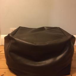 Mock leather, deep brown, vintage retro bean bag / pouf. Owned from new. Good condition. Zipper so you can add styrofoam beans if you want it firmer.