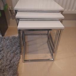 White gloss nest of 3 tables from Dunelm. In good condition, only selling due to changing my furniture. Collection only from Penge SE20.