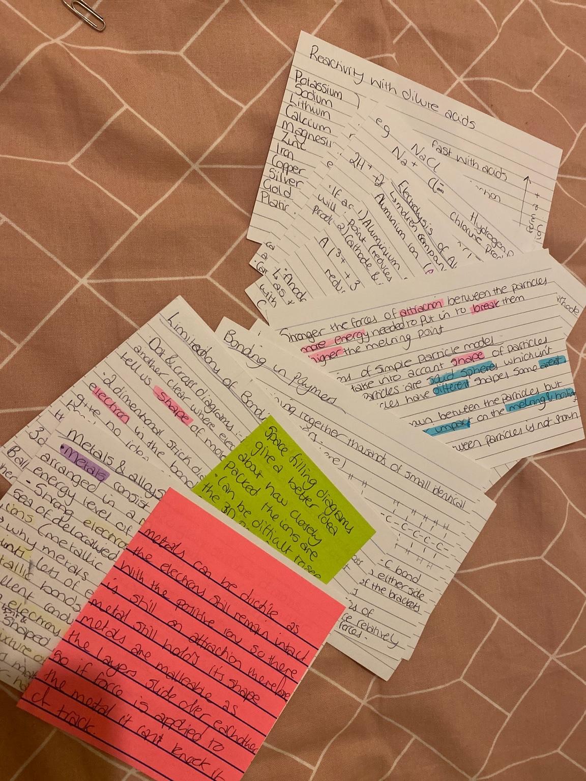 Chemistry gcse topic 1 & 2 flashcards (AQA) in M18 Manchester for £2.00