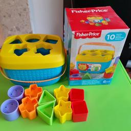 Set of 10 colourful blocks in different shapes to sort, stack and drop.

Easy-carry handle for take-along play.

Size H14 cm, W21 cm, D14 cm.

Suitable for ages 6 months and over.

Used but in good condition and in original packaging.

Selling as having a clearout.

S/f home with two cats.

Social distancing observed.

Collection from Burgess Hill.

If posting is required £3.70 (Royal Mail 1st class) will be added to the cost.

Payment via either cash on collection or Paypal.