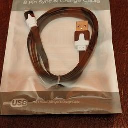 8.pin iPhone USB charger cable.
colours, black, white, pink.
add extra £1 for posting if can't collect.
no offers as already so cheap