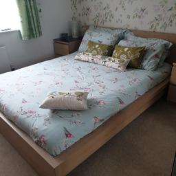 Selling our Ikea King size bed frame and head board.
Good condition. Was used as a guest bed. 
Selling due to moving. 

Dimensions are 160 x 200 cm (Fits IKEA mattresses) . 

£125 

Collection only B37 Marston Green.