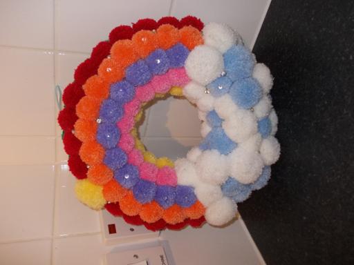 Buy & Sell Essex Chelmsford - Photos for HANDMADE RAINBOW POM POM WREATH