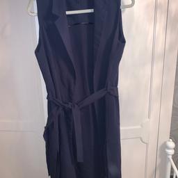 Size 14 navy waist coat with belt and pockets