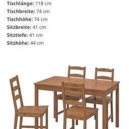 Verkaufe einen Tisch aus Holz von Ikea (JOKKMOKK) mit 2 Stühlen und Stuhlauflage.
Ein Stuhl ist neuwertig, der andere hat Gebrauchsspuren, ebenfalls wie der Tisch. Dennoch erfüllen sie ihren Sinn und Zweck.

Maße entnehmen Sie bitte dem ersten Bild (von Ikea).

Bitte nur Abholung.
Bei Interesse gerne Angebot senden.
Beachten Sie auch meine anderen Angebote.