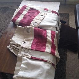 lined curtains burgundy and cream 54 inch wide each by 88 inch drop good condition