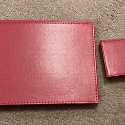 8 x red leather table mats and coasters in great condition