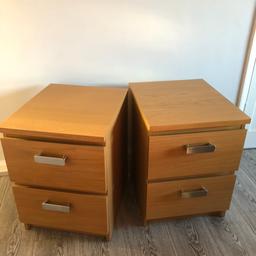 2x bedside chest of drawers, good condition, also selling matching furniture if you want, you can complete the set for your bedroom.

Height 55cm
width 40cm
depth 48cm