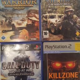 Call of Duty World at war 
Killzone
Full Spectrum Warriors Ten Hammers
Socom 3 U.S.Navy Seals
Preis pro Stück 5 Euro  oder gesamt um 18 Euro 
Versand gegen Gebühr 
Abholung in Loosdorf Reidling oder Melk nach Vereinbarung möglich