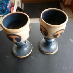 pair welsh pottery goblets as new excellent condition no chips or cracks as new quite heavy something different does state on the bottom welsh pottery