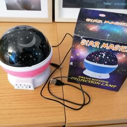 Star projector light - can be used with batteries or USB connection to plug. Perfect for baby's nursery. In good working order. Brought as a spare and no longer need. Collection only B45 Cofton Hackett.