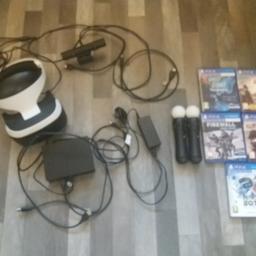 FROM A SMOKE FREE HOME 
SONY 'VR HEADSET AND CAMERA .2 X SONY CONTROLLERS AND 5 GAMES . BARLEY BEEN PLAYED WITH .NO ORIGINAL BOX .
£270 
B38 KINGS NORTON