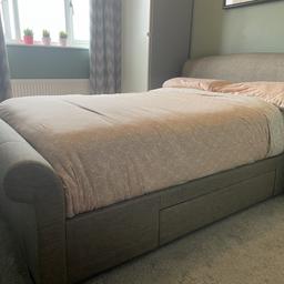 Grey double bed
Ready excellent quality, not a cheap one.
Really sturdy.
Has a large drawer at either side with plenty of storage.

**mattress not included 

Collection is Swinton