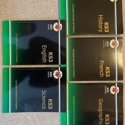 5 books altogether in this collection.
All the books are complete Revision & Practice books
Excellent condition
KS3 English (rrp £10.99)
KS3 Geography (rrp £10.99
KS3 French (rrp £14.99)
KS3 science (rrp £10.99
KS3 History (rrp £10.99)
All the books were bought for original price and looked after very well.
will sell all for £15
Collection only