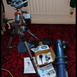 Amazing telescope for anyone insterested in Astronomy.

Great condition but missing the two counter weights (can be purchased online for about £25 for the set), everything else included as photographed.
Due to this cheap price at £100 when RRP is £220.

Any questions please ask :)

Prefer buyer to collect but will drop off locally or post it, buyer pays for postage.
