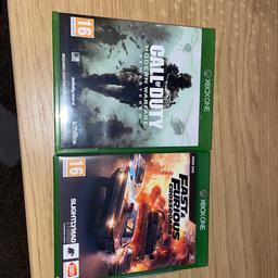 CALL OF DUTY & FAST & FURIOUS XBOX 1 GAMES X2 £20 or JUST ONE £10 . FAST &FURIOUS GAME STILL HAS A CODE TO REDEEM. ITS NOT BEEN ACTIVE. COLLECTION OR CAN POST FOR SMALL CHARGE .