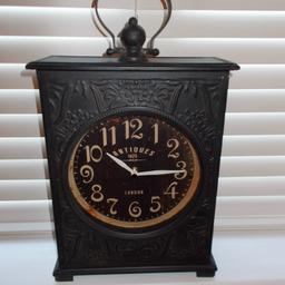 A LONDON ORNAMENTS VINTAGE STYLE LARGE METAL CARRIAGE CLOCK, UNUSED AND C/W BATTERIES, H-43 cm x W- 26 cm x D-10 cm, CAN POST FOR AN EXTRA £6.