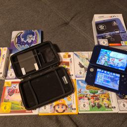 Enthalten:
- New Nintendo 3DS XL
- 8 Spiele
- Case (mit Ersatzschutzfolie, Mikrofasertuch       und Ersatzstift)
- Originalverpackung

Keine Garantie mehr.
Ladekabel ist nicht dabei.
Schutzfolie ist seit Tag 1 drauf.
Der DS wurde nicht allzu oft genutzt.
Leichte Gebrauchsspuren an der Unterseite.

Spiele:
- Pokemon Mond (Steelbook)
- Pokemon X
- Super Mario 3D Land
- Nintendogs
- Zelda Ocarina of time 3D
- Super Mario Maker
- Animal Crossing New Leaf
- Mario Kart 7

Versand möglich
Ohne Aufpreis