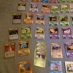 Japanese Pokémon cards featuring Brock and misty original 1995/1999 cards are in lovely condition, some common, uncommons and some rare cards on the top line,, ((1 holo which is the ninetales)), cards in total 71,, £50 or make me an offer