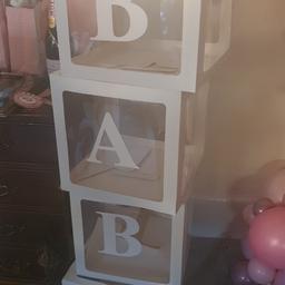 used once for baby shower. 
card boxes with stuck on letters