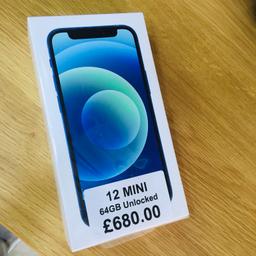 Hi, I am selling IPhone 12 Mini 64Gb unlocked in Pacific blue color , sealed Brand new boxed with 1 Year warranty.
Before -£680
Now-£650
Contact Jay :
07908080808
No swap or offer plz