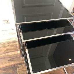 excellent condition - nest of 3 black and silver tables. Currently being sold on Dwell website for £199

not needed due to house move.

£80 collection