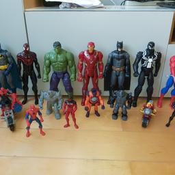 bundle of superhero action figures in great condition. 16 items included