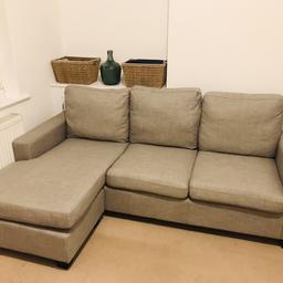 Great condition. Cushions are still firm and haven’t sagged. Changing because we have purchased a larger sofa.

We will have a van on Saturday so we can deliver.

Size:
W 203cm/80 inch
D 87cm/34inch
H 85cm/34inch

Corner Seat:
145cm/57inch