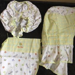 This set is for a Moses basket which is brand-new and still in the original packaging. This is to put on a Moses basket as it consists of a complete new lining that fits over the Moses basket also a new hood lining and a new blanket and comes from a clean smoke free home.