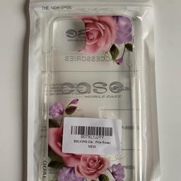 Brand new and unused.
No longer needed thus selling.
Clear hard case with soft TPU bumper, pink rose design.

From a smoke and pet free home