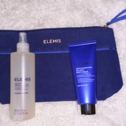 Elemis skin nourishing oil-rich body cream 200ml, still sealed. RRP £32
Elemis soothing apricot toner 200ml, unused. RRP £25
Dark blue cosmetic/wash bag.
Unwanted gift. Collection only, sorry I really am unable to post, please do not ask.
