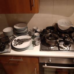 Moving house so have plates, bowls, mugs, cutlery, pans and utensils.

need gone this weekend. Can have the lot for £20. 

ideal for new home owner.