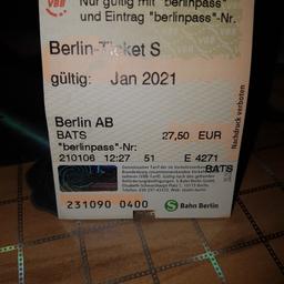 Berliner S Ticket Januar ohne Nummer