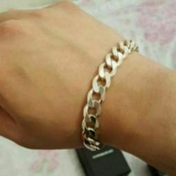 Silver* Mens Italian 925 curb mens bracelet. Polished and shiny,