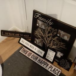 A nice selection of frames and quote signs  Cost around £85 new and would make a nice feature wall.

Need gone this weekend hence cheap price.